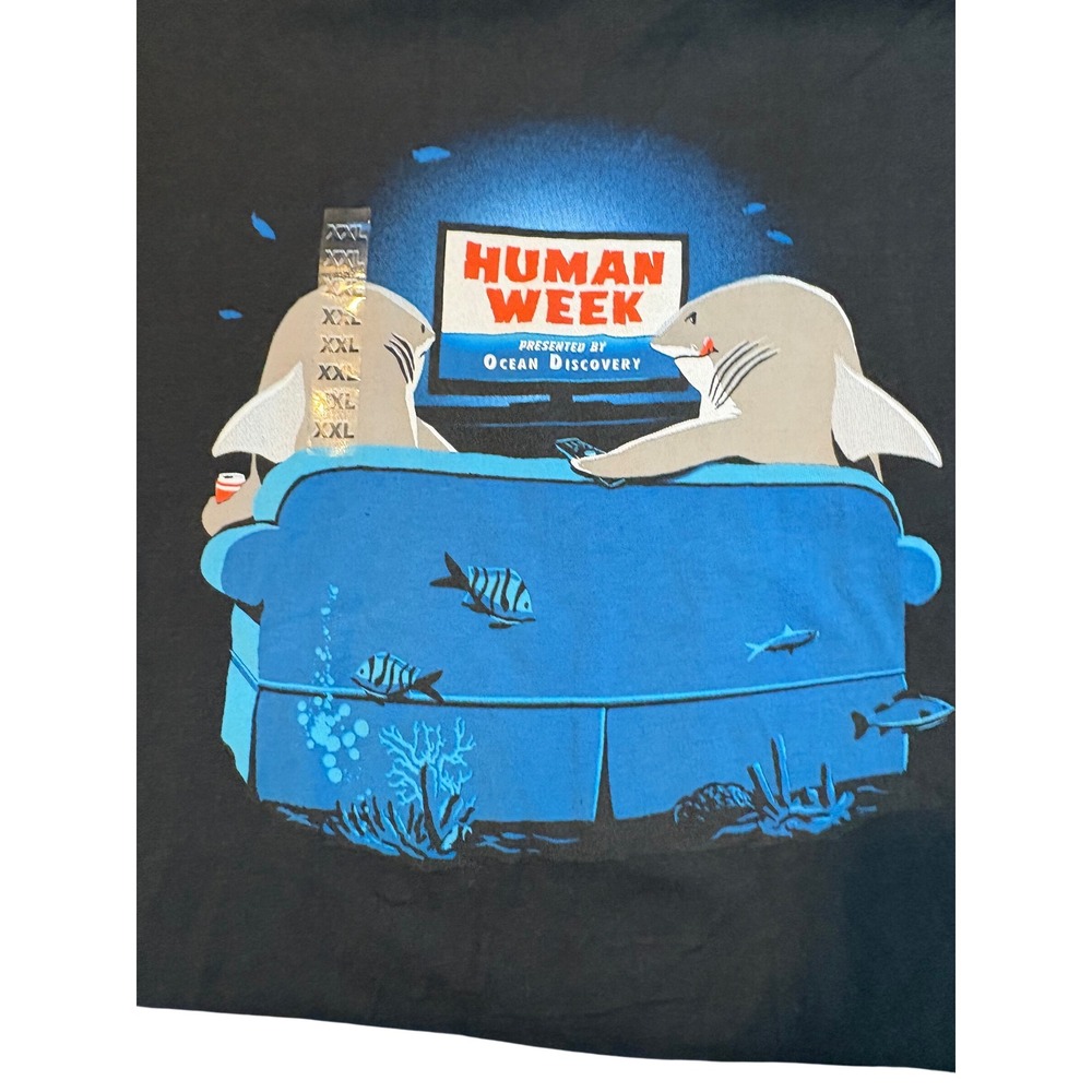 The Duck Company Human Week Graphic‎ T Shirt XXL Black Shark Week Size 2X NWT
